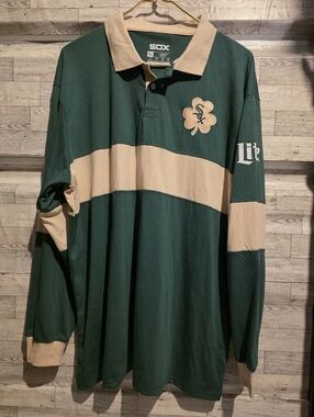SOX Green and Tan Long Sleeve Rugby Polo